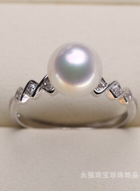 s925纯银戒指环 可调节珍珠戒指托 DIY珍珠银配件半成品