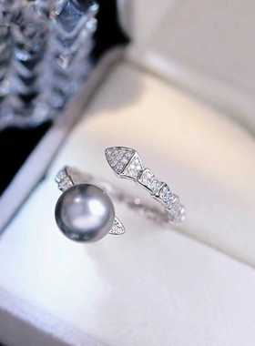 s925纯银戒指环 银饰开口可调节珍珠戒指托 DIY手工制作银配件