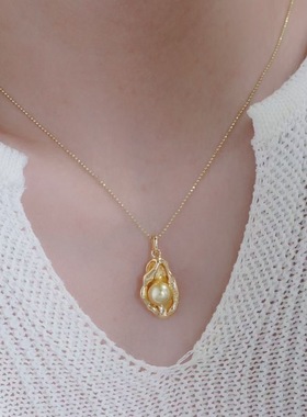 DIY手工制作珍珠项坠吊坠银饰 s925纯银挂坠不含链半成品空托配件