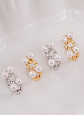 s925纯银银饰戒指配件珍珠饰品diy手工制作多珠开口调节戒指空托