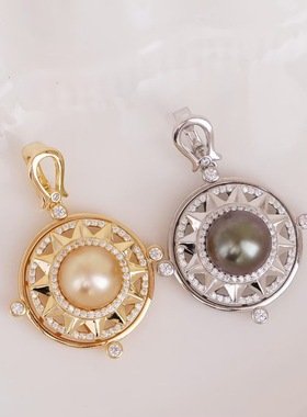 DIY手工制作珍珠项坠多功能开口吊坠银饰 s925纯银半成品空托配件