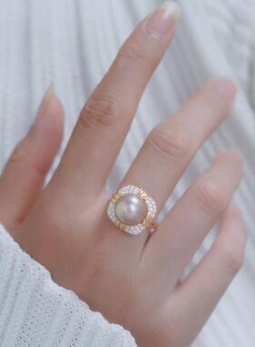 s925纯银戒指环 银饰开口可调节珍珠戒指托DIY手工制作银配件空托