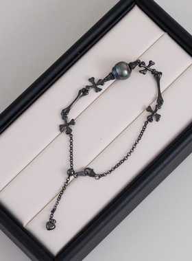 s925纯银银饰手链单珠配件手工制作珍珠时尚简约全孔十字架手链扣