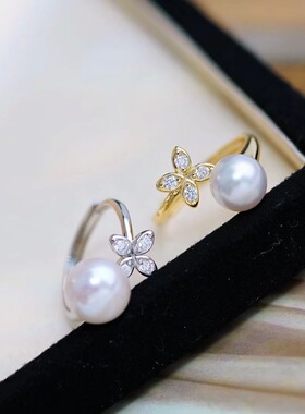 s925纯银戒指环 银饰开口可调节珍珠戒指托 DIY手工制作银配件