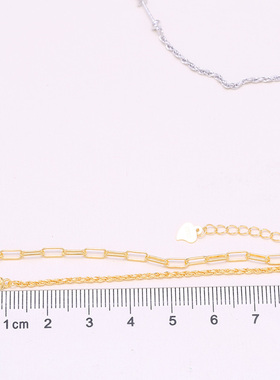 s925纯银手链 diy手工饰品 全孔珍珠手饰龙虾扣爱心尾链延长款