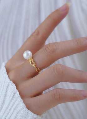 s925纯银戒指环 银饰开口可调节珍珠戒指托 DIY手工制作银配件