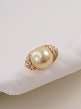 s925纯银银饰戒指配件珍珠饰品diy手工制作微镶开口调节戒指空托