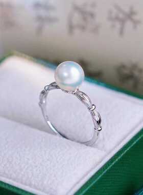 s925纯银戒指环 银饰开口可调节珍珠戒指托 DIY手工制作银配件