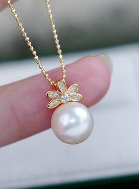 s925纯银耳钉项坠两件套配件 diy手工制作珍珠吊坠不含链银配饰