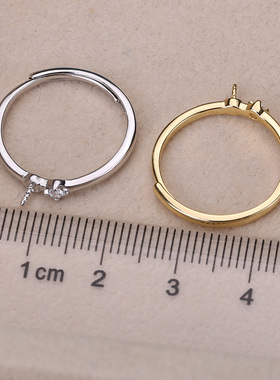 s925纯银戒指环 银饰开口可调节珍珠戒指托 DIY手工制作银配件