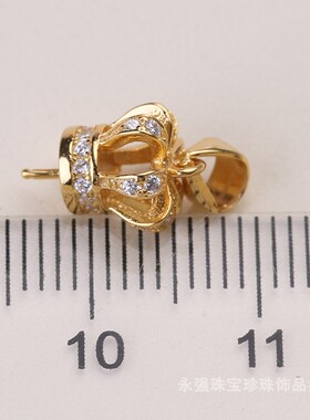 s925纯银吊坠托 珍珠项坠托 皇冠 DIY珍珠银配件半成品手工制作