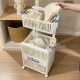 Foldable laundry basket with wheels, double layer, partitionable