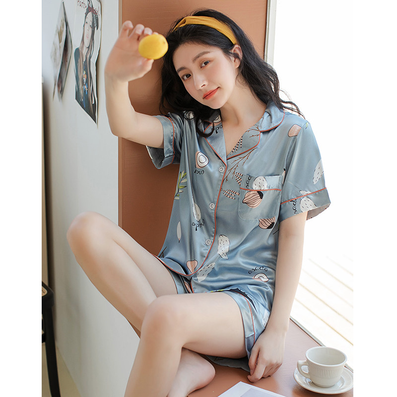 夏季冰丝仿真丝两件套可爱男士睡裙 黛梦思睡衣/家居服套装