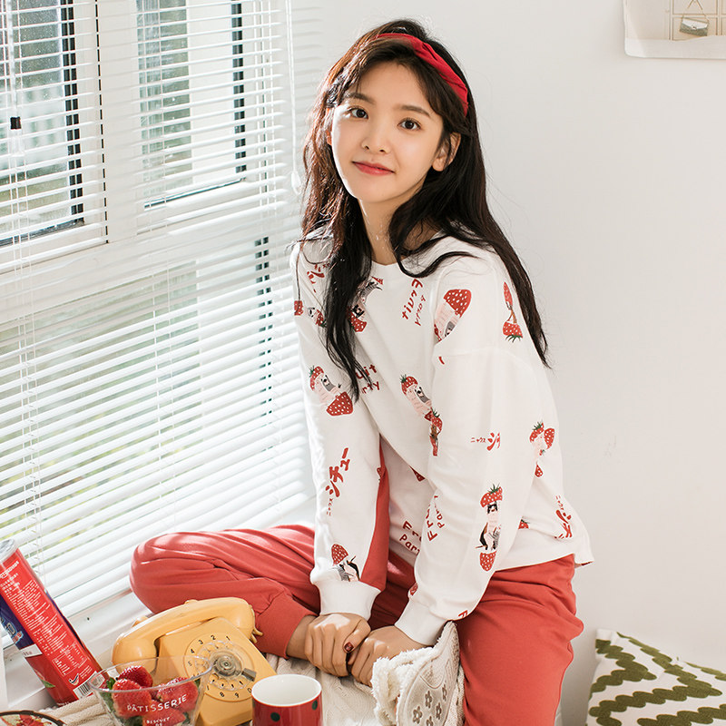 可爱纯棉春秋季长袖两件套装睡衣 黛梦思睡衣/家居服套装