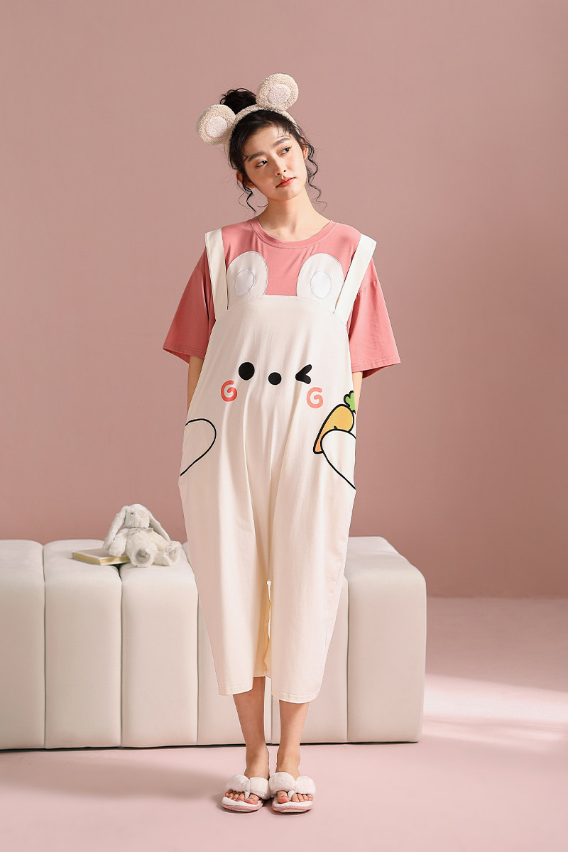 黛梦思连体夏季纯棉短袖可爱睡裙 黛梦思睡裙