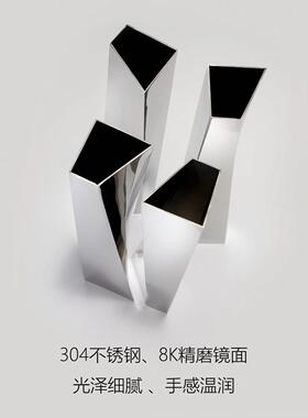 不锈钢轻奢细长花瓶现代极简客厅