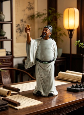李白明月陶瓷盆景古典风工艺品