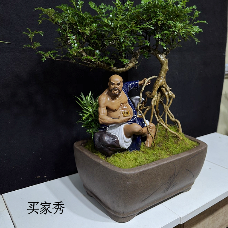 石湾公仔鲁智深陶瓷摆件倒拔杨柳家居盆栽假山造景水浒传人物装饰,淘宝优惠券,粉丝福利购,淘宝优惠卷