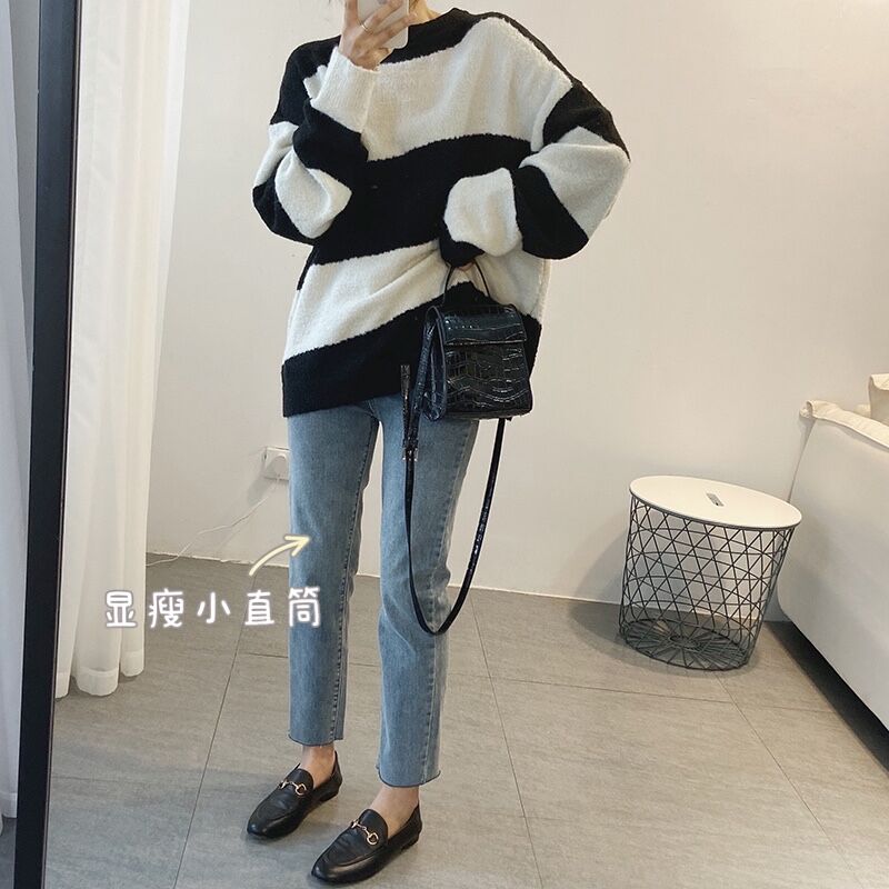 喜贵子育才专卖店孕妇装裤子秋冬加绒托腹小直筒裤外穿春秋季灰色牛仔裤宽松烟管裤0