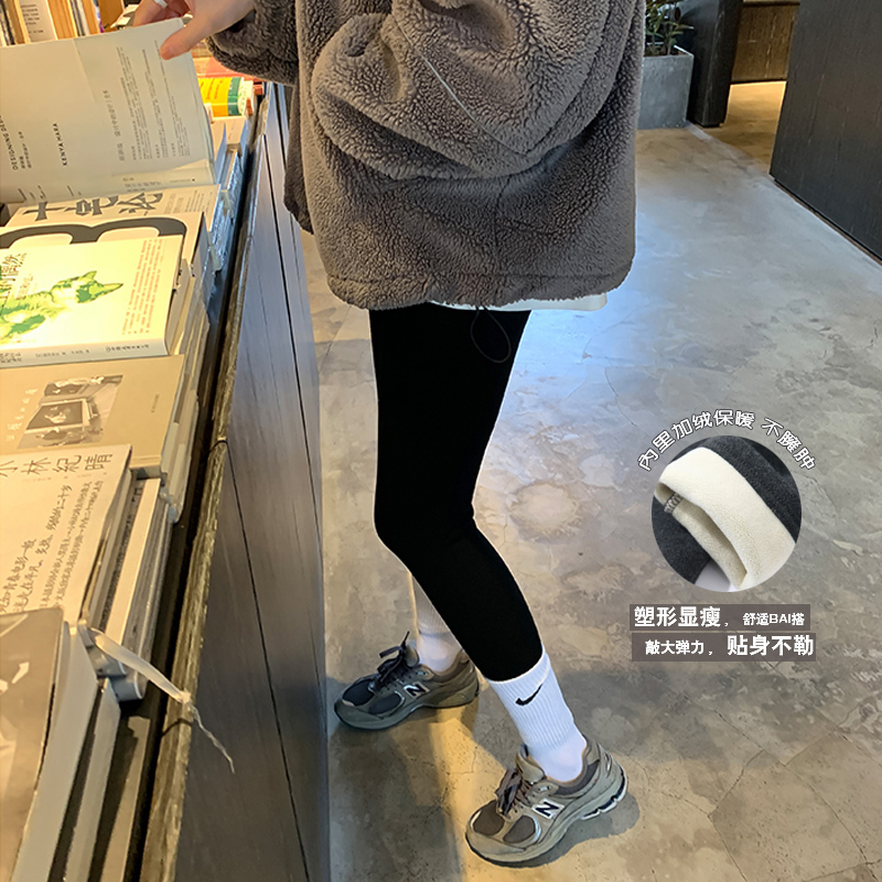 喜贵子育才专卖店孕妇打底裤秋冬季新款外穿纯棉长裤加绒加厚裤子女小脚托腹裤1