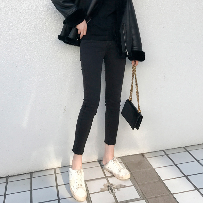 喜贵子育才专卖店孕妇裤子春秋款外穿牛仔裤秋冬抓绒小脚打底裤弹力托腹九分裤潮妈1
