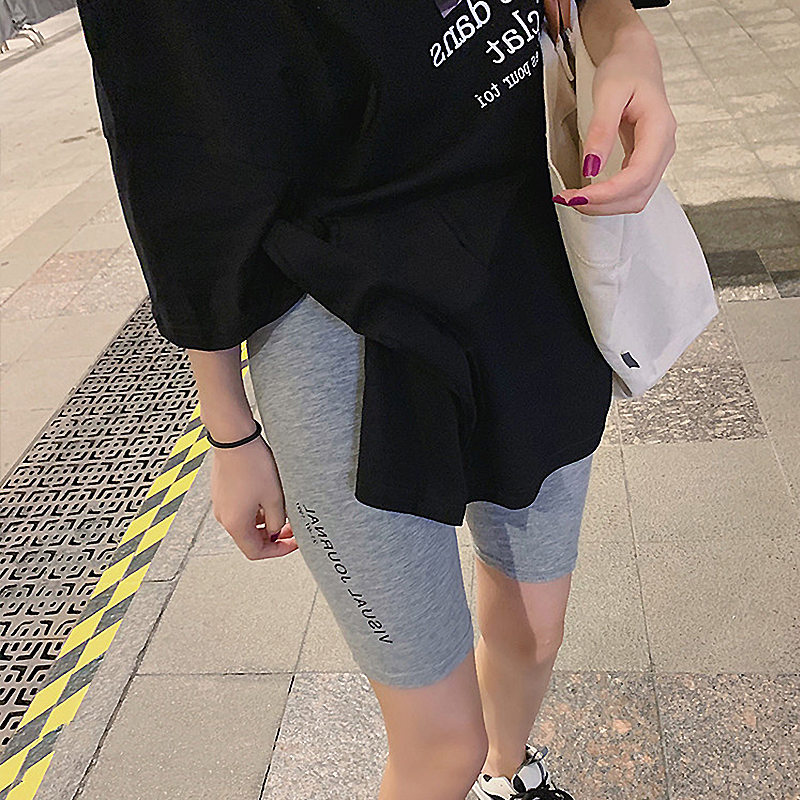 喜贵子育才专卖店孕妇薄款打底裤子春夏装骑行时尚短裤黑色外穿紧身五分裤弹力中裤2