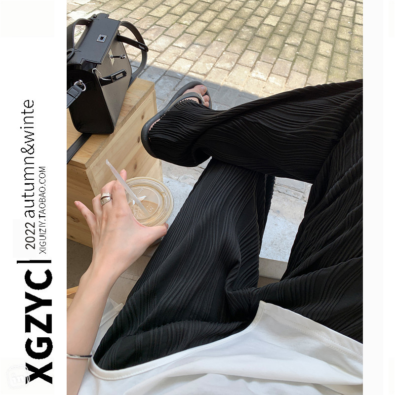 喜贵子育才专卖店孕妇春天2022新款阔腿裤外穿长裤直筒宽松托腹裤春秋褶皱休闲裤子0