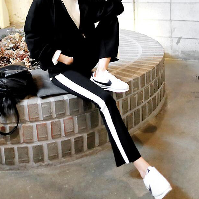 喜贵子育才专卖店潮妈孕妇装春夏秋大码孕妇裤新款孕妇九分运动裤微喇叭托腹阔腿裤3