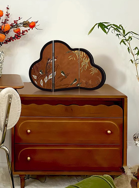 中古风入户玄关摆件屏风新中式