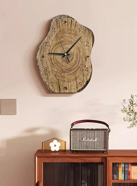 中古原木风桌面时钟摆台小众摆件