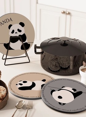 熊猫杯垫亚克力防烫桌面餐垫