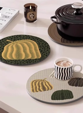 草间弥生抽象杯垫南瓜餐垫防滑垫