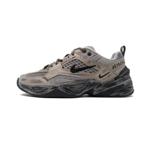 球鞋定制 Nike M2K 迷雾都市黑灰机能风复古做旧低帮男女老爹鞋 - 图3