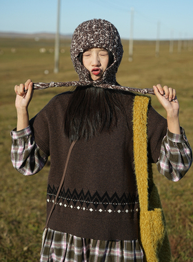 古苔软糯护耳帽毛线帽日系文艺女