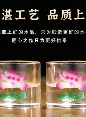 新款水晶供水杯家用供佛杯供奉圣水杯佛堂上供摆件佛前供杯净水杯