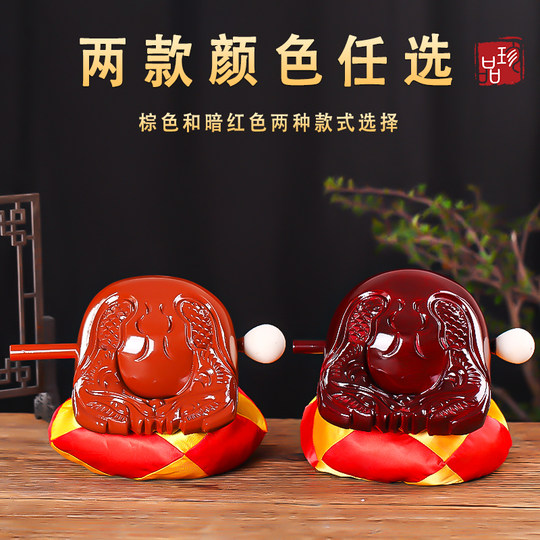 樟木木鱼法器实木一套家用实木木鱼解压打击乐器木雕摆件音质清脆