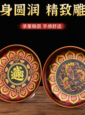 新款合金平底供果果盘家用财神爷贡品盘子佛前供佛果盘上供供果盘
