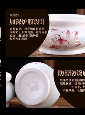 陶瓷香炉家用供佛插香炉室内线香檀香炉佛堂供奉香薰炉佛具用品