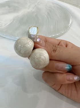 滴釉蚊香盘耳夹珐琅fromjuly法式