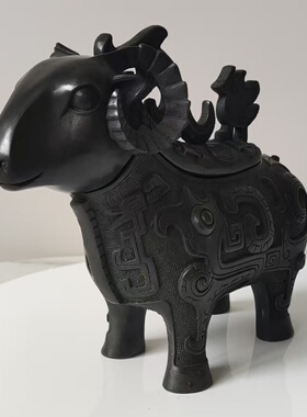 古铜都青铜器礼品摆件黄铜羊觥