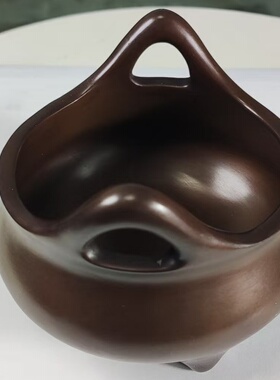 古铜都铜陵铜工艺品礼品铜香炉香道用品铜炉黄铜小号冲耳乳足炉