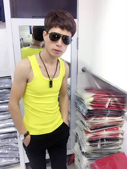 Summer Korean style pure cotton stretch tight sweat sweat vest men's slim-fit racer vest ຊາວຫນຸ່ມສີແຂງ bottoming ເສື້ອ trendy