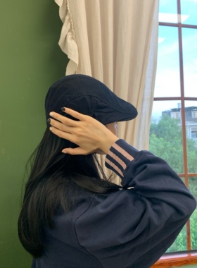 小陈非常复古纯色英伦鸭舌前进帽