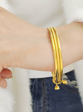 三生三世光面时尚女款金包银手镯