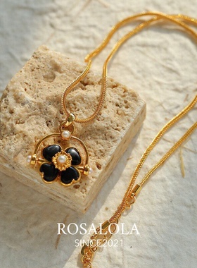 ROSALOLA 旧巴黎花篮·法式浪漫复古黑玛瑙项链·LOLA系列 060301