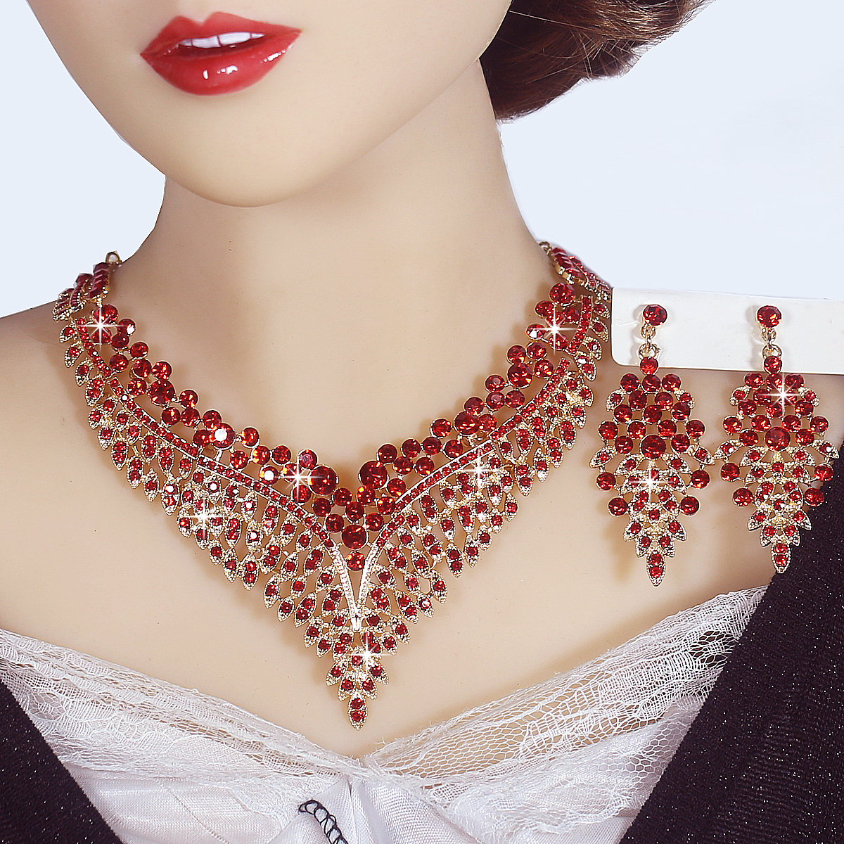 欧美夸张宫廷复古气质华丽大项链耳环大套装晚宴全套项链婆婆饰品 - 图1