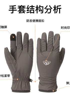冬季户外骑行手套男保暖松紧带可触屏手套女防风防泼水滑雪手套男