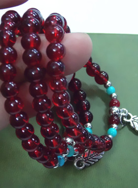 毫米镀银酒红色小礼品单圈手链