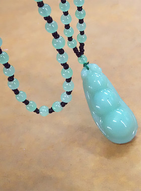 长款豆绿色吊坠挂件毛衣链