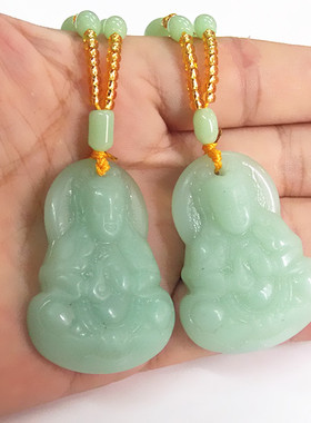 玉石浅绿色观音菩萨仿翡翠毛衣链